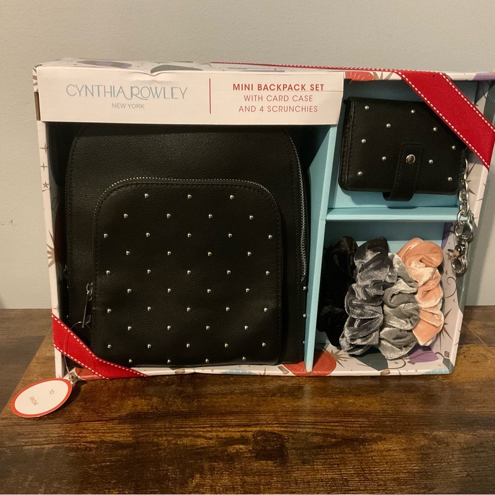 Black studded mini backpack set